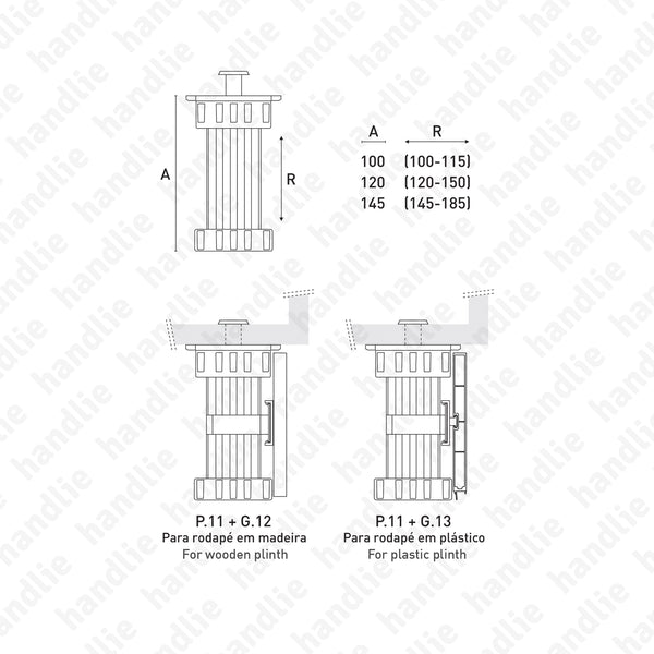 P.11 - Pés reguladores para móveis - ABS