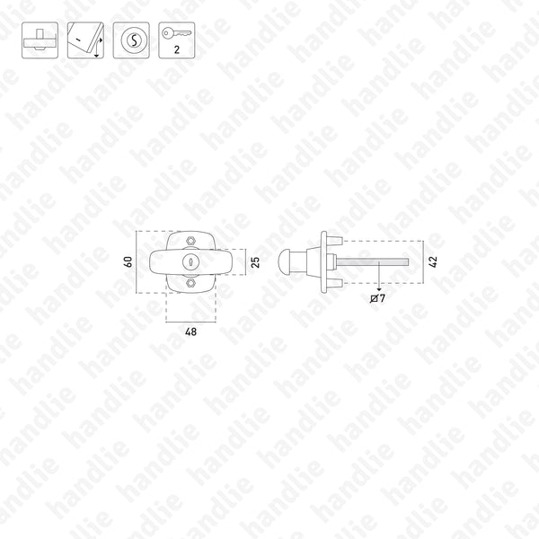 P.1995 - Puxador (torniquete) simples rotativo com chave