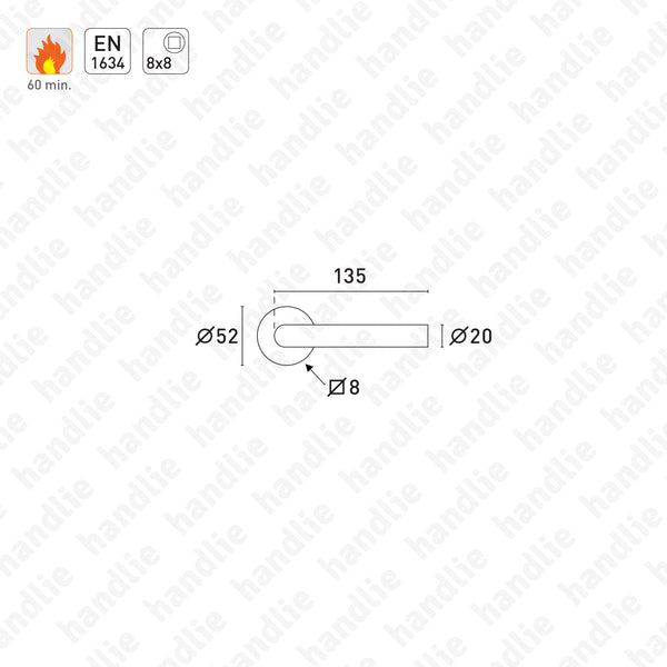 P.IN.78102.CF60.Y  - Par puxadores rotativo/rotativo para portas corta-fogo - Inox