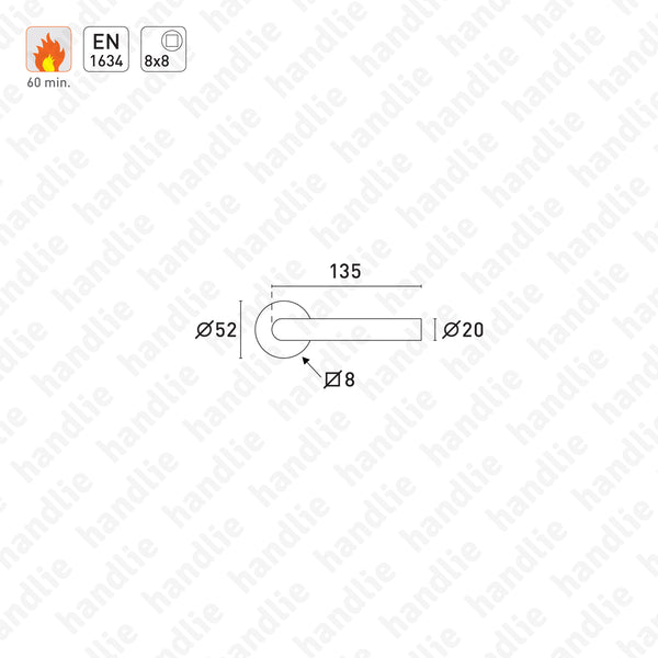 P.IN.78104.CF60.Y - Par puxadores rotativo/rotativo para portas corta-fogo - Inox