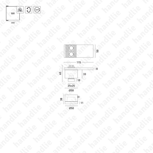 P.438.439 - Jogo giros pivotantes - 500 kg - Aço
