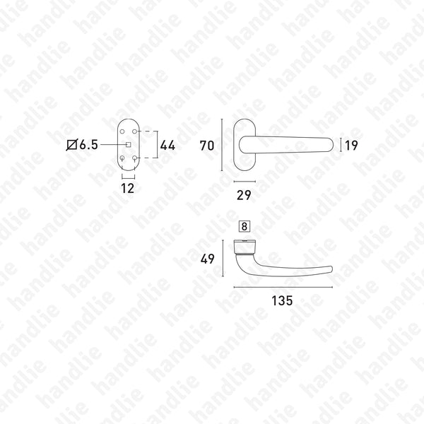 P.4936 - Par puxador - Alumínio Lacado