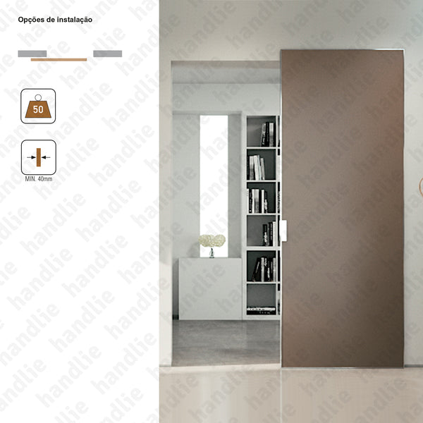 Phantom Timber | Ghost Series - Sistema para divisões e portas correr de passagem em madeira - até 50Kg por folha - Abertura Total - 900mm