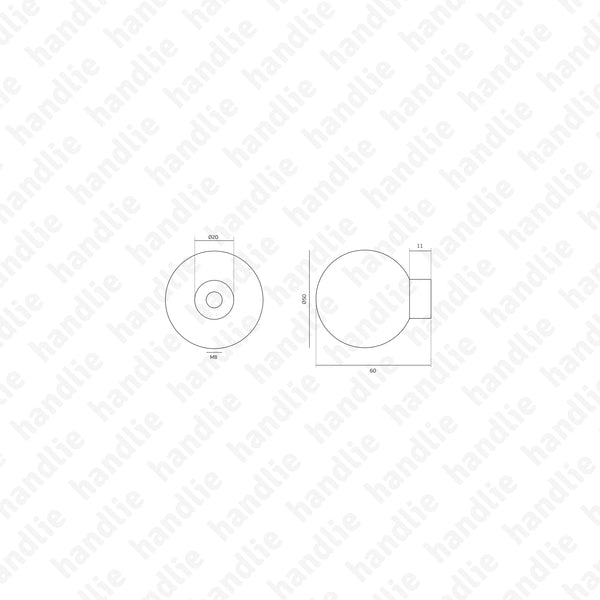 P.IN.8004.V - Par puxador Fixo - Vidro - Inox