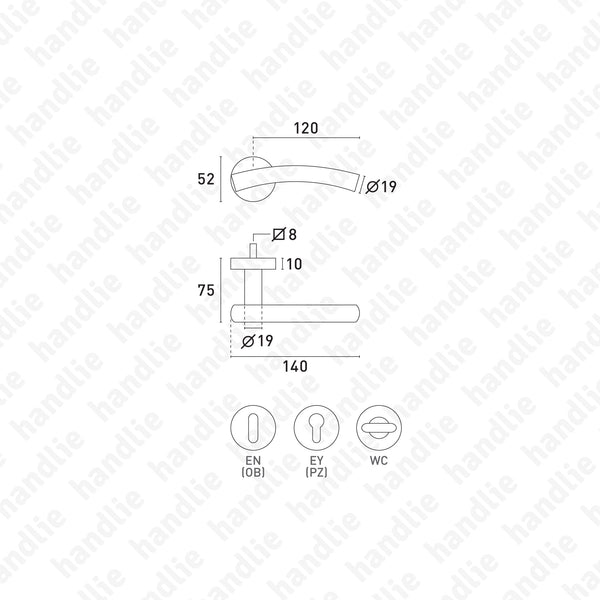 P.IN.8105 - Par puxador - Inox