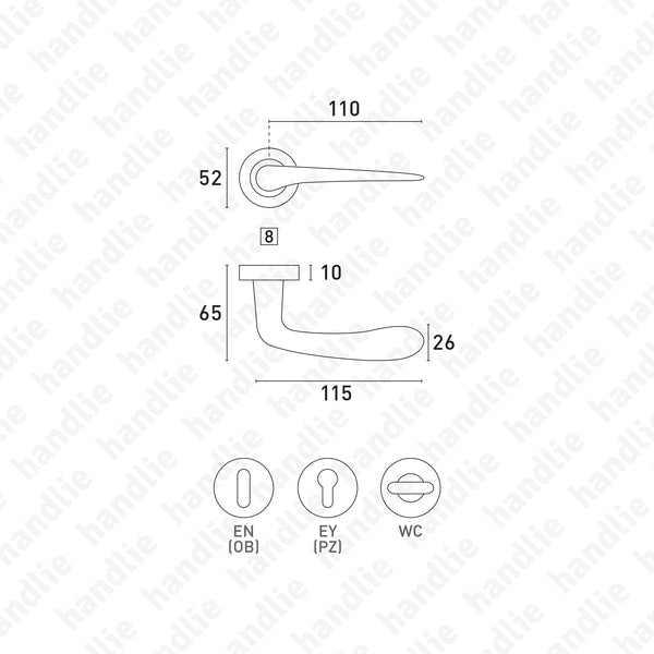 P.IN.8217 - Par puxador - Inox