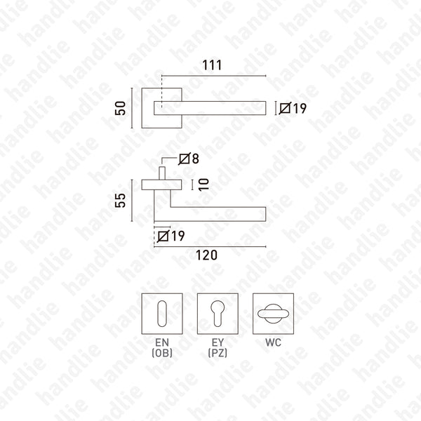 P.IN.8262 - Par puxador - Inox