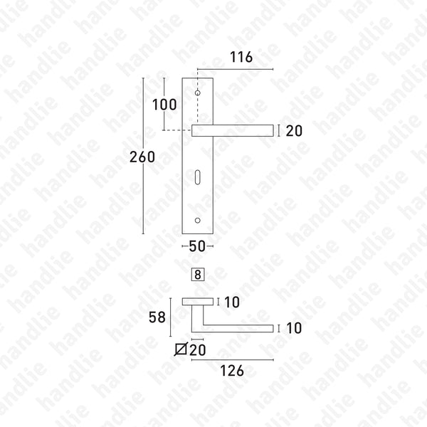 P.IN.8557 - Par puxador - Inox