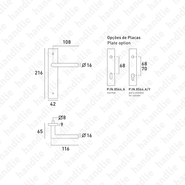 P.IN.8564.A - Par puxador - Inox