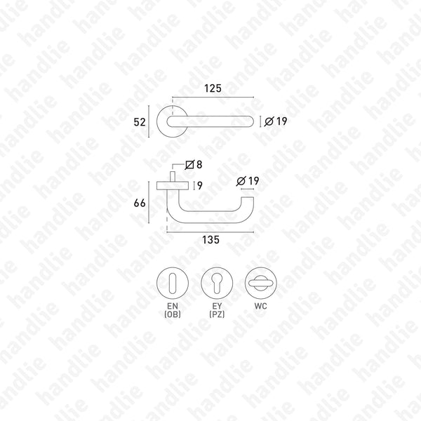 P.IN.98101 - Par puxador - Inox