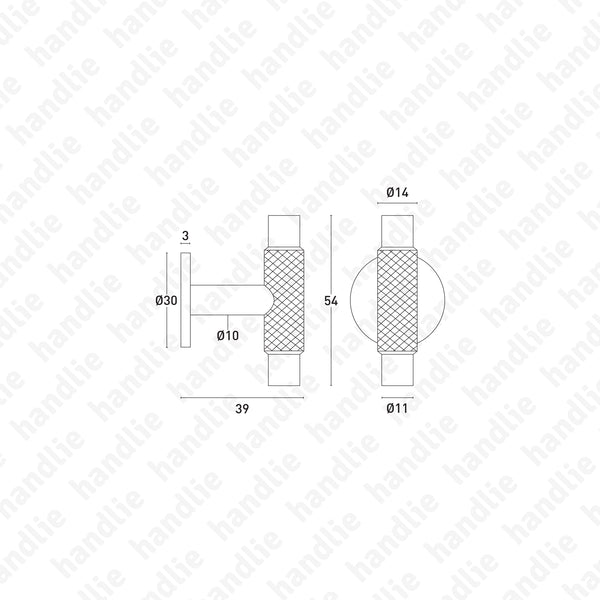 PM.7603 | MANOR T - Puxador para mobiliário - Ø14x54
