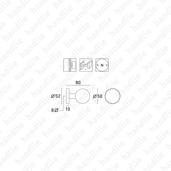 P.IN.8004.B - Par Puxador (Ø50) - Inox
