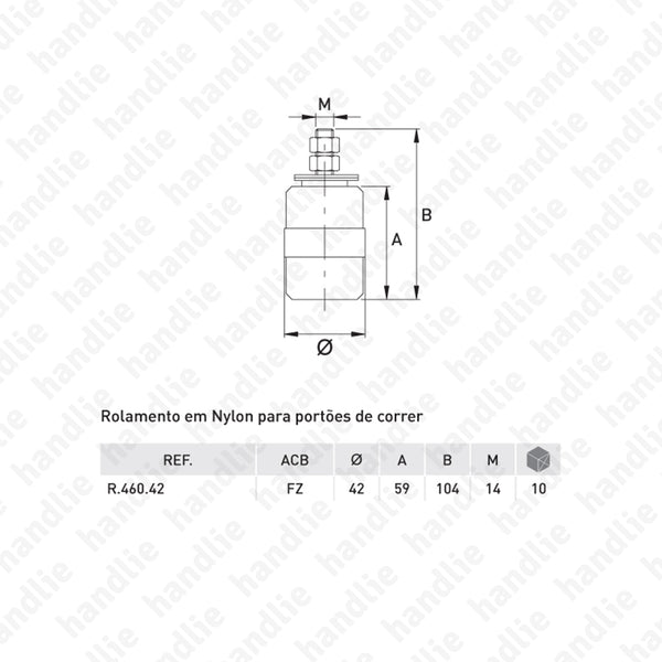 R.460 - Rolamento em nylon para portões de correr - Aço
