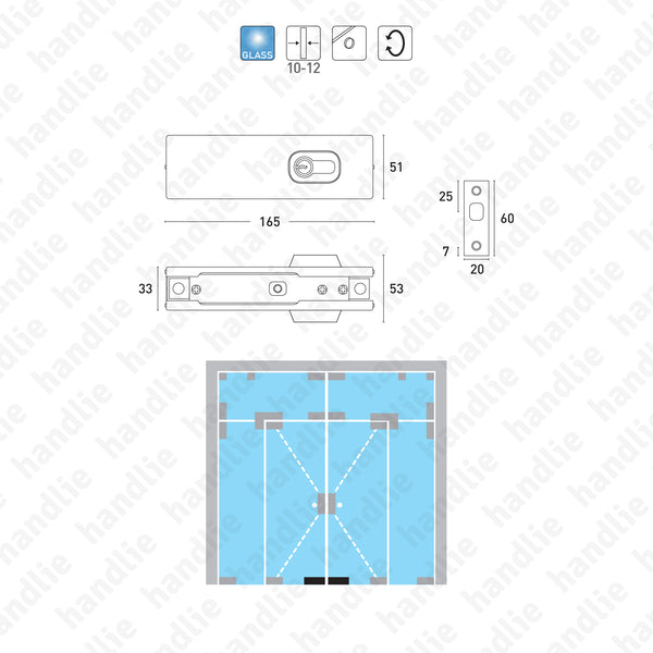 SIV.130 - Fechadura de pavimento - Portas em vidro
