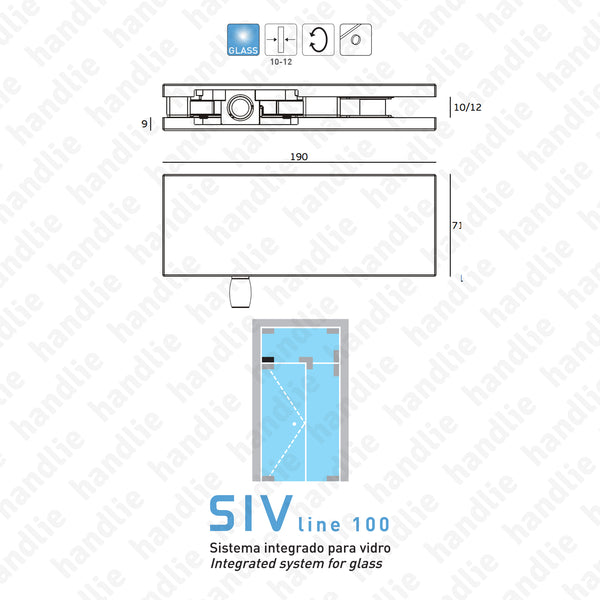 SIV.151 - Braço com pivot superior - Portas em vidro de batente e vai-vem