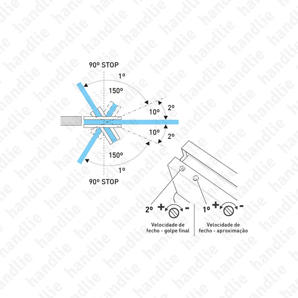 SIV.152 - Jogo pivot hidráulico - Especial para portas em vidro exteriores - INOX