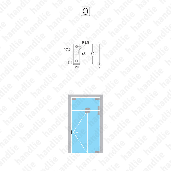 SIV.CT.131 - Chapa testa para fechadura - Portas em vidro