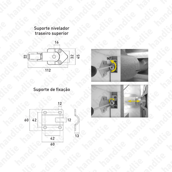 SNM.1001/02/03 - Suportes niveladores para armários grandes e suspensos