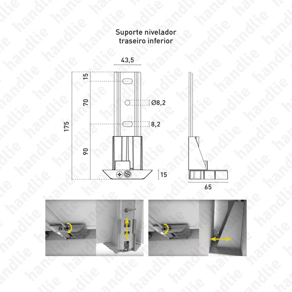 SNM.1001/02/03 - Suportes niveladores para armários grandes e suspensos