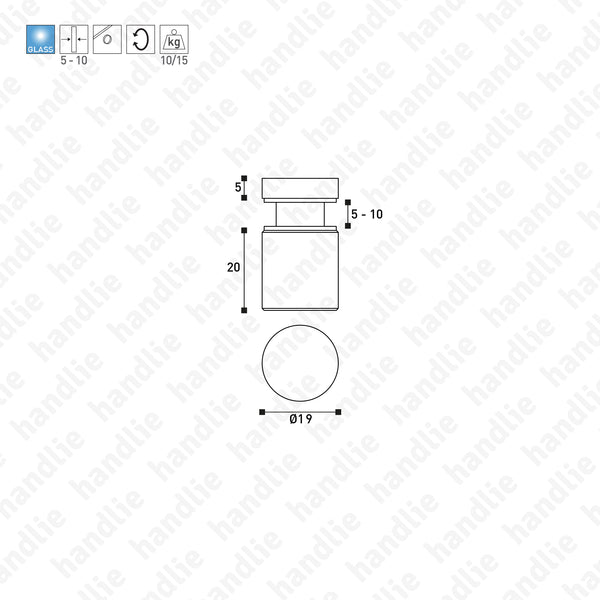 SV.7019 - Suporte parede/ vidro