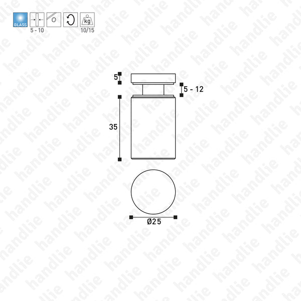 SV.7019 - Suporte parede/ vidro