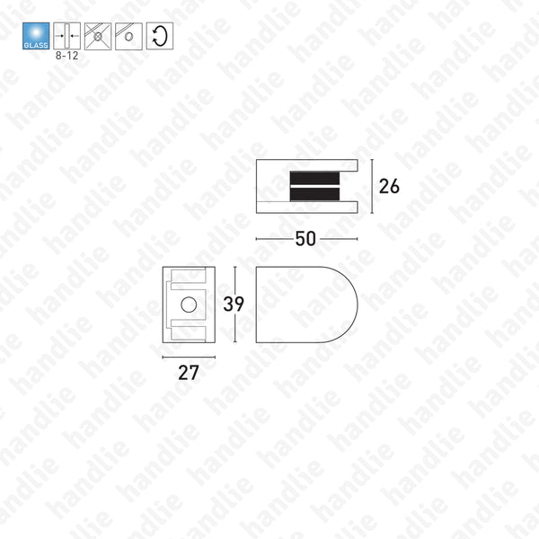 SV.7122 - Suporte parede/ vidro c/ pino segurança