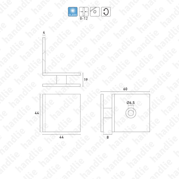 SV.7231 - Suporte parede/ vidro 90º