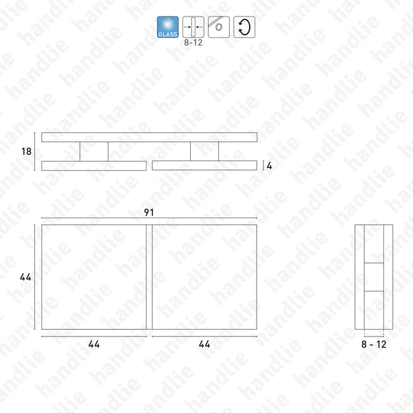 SV.7233 - Suporte vidro/ vidro 180º