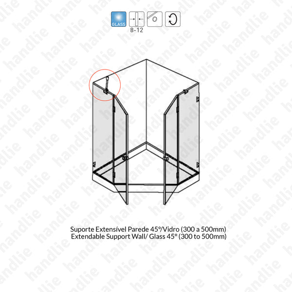 SV.7501 - Suporte extensível - Parede/ vidro