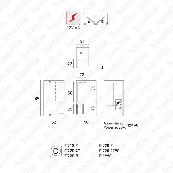 T.1035 - Testa eléctrica de sobrepor