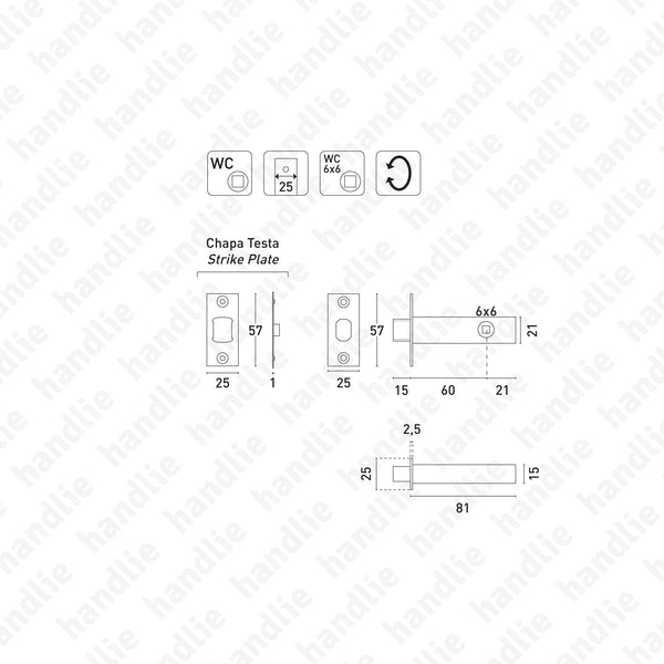 T.1509.6.02 - Fecho tubular com língua Q.6mm - Inox