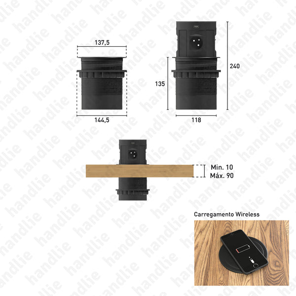 TE.502 - Tomada de embutir vertical - Série "E"
