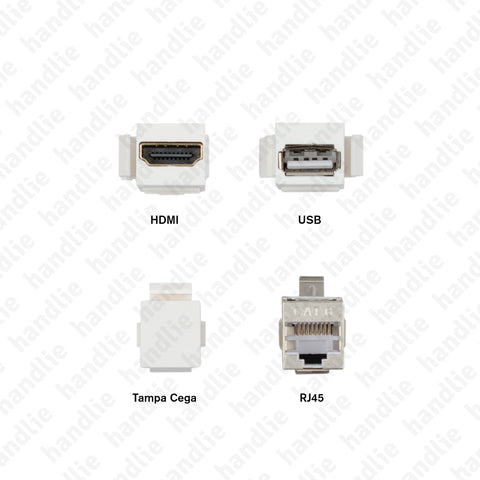 TE.525 - Módulo de entrada complementares - HDMI, RJ45, USB, Tampa cega - Série "E"