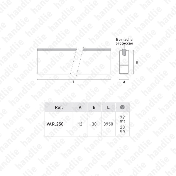 VAR.250 - Varão retangular com borracha de proteção