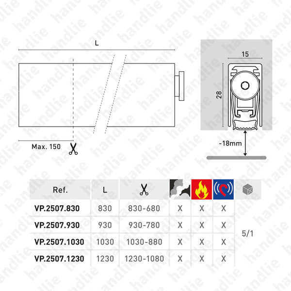 VP.2507 - Veda portas encastrável para portas de madeira e metálicas